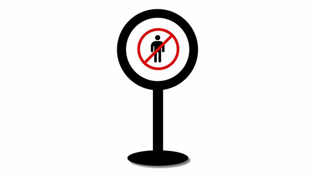 No pedestrian traffic sign on a stand with a white background.