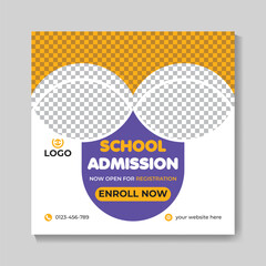 Creative modern school admission education social media post design back to school web banner template