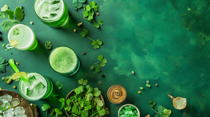 St. Patrick's day accessory with green background. copy space