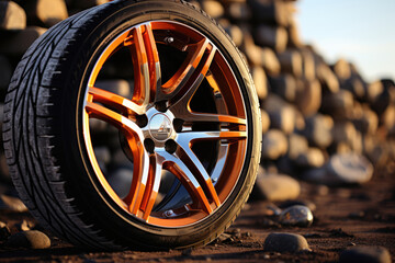Car wheel with metal disc and tire