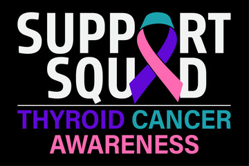 Support Squad Thyroid Cancer Awareness Month Ribbon Family T-Shirt Design