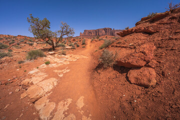 hiking the wildcat trail in monument valley, arizona, usa
