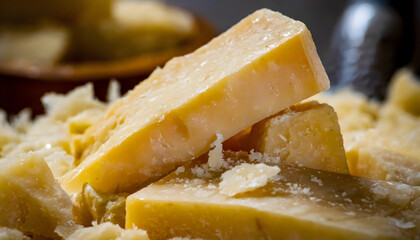 Parmesan cheese. Concept of traditional Italian delicious food. - obrazy, fototapety, plakaty