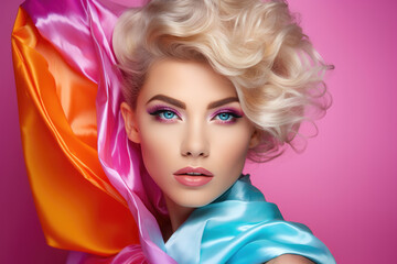 Fototapeta premium Bright portrait of a beautiful young woman