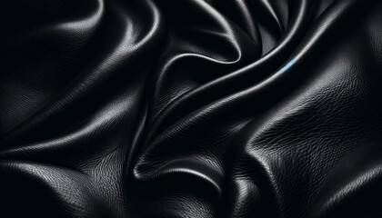 Black leather texture, suitable for a background. The texture should display the unique characteristics of leather. Created by using generative AI tools
