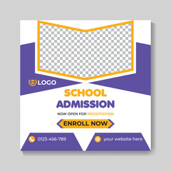 Modern school admission education social media post design creative back to school web banner template