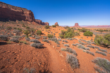hiking in the monument valley, arizona, usa