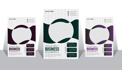 Modern business flyer design template set, vector illustration stock illustration 