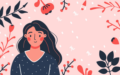 Obraz premium Valentine's day, women's day, spring abstract background poster with copy space. Good for postcards, email header, wallpaper, banner, events, covers, advertising, and more.