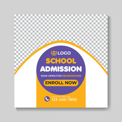 Creative school admission education social media post design modern back to school web banner template