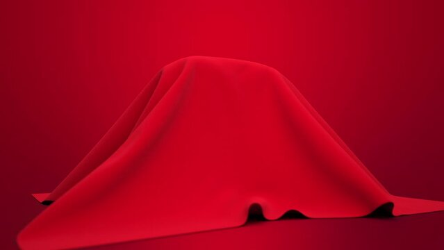 A 3D piece of cloth that slides off a heart to stylishly reveal a red heart with Happy Valentine's Day message.