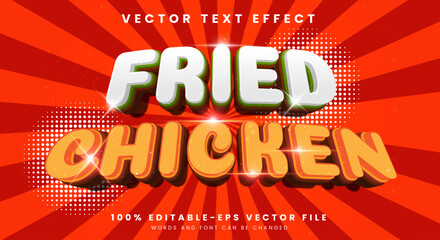 Fried chicken 3d vector text effect editable font and text style template