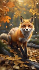 Fototapeta premium red fox in the woods
