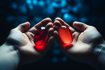 Red pill and blue pill, two pill, choice, pill choice, medication - obrazy, fototapety, plakaty