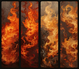 Four Vibrant Fire Banners in a Spectrum of Colors