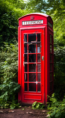 Obraz premium Red telephone cell, red telephone, telephone, red telephone cell from england