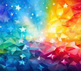 Rainbow Colored Background With Stars