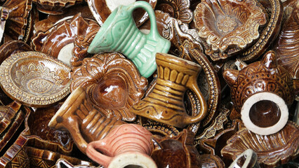 Traditional crockery items displayed in a shop