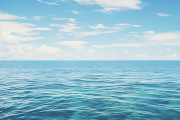 Calm sea with a clear blue sky horizon - obrazy, fototapety, plakaty