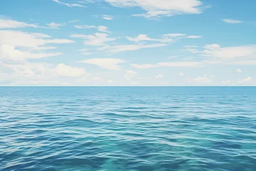 Fotobehang Calm sea with a clear blue sky horizon © agnes