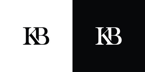 Abstract KB Letter Logo Design Template Vector Illustration in black and white color