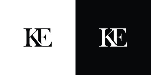 Abstract creative simple initial letters KE or EK logo monogram style in black and white color