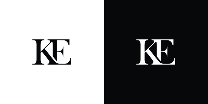 Abstract creative simple initial letters KE or EK logo monogram style in black and white color