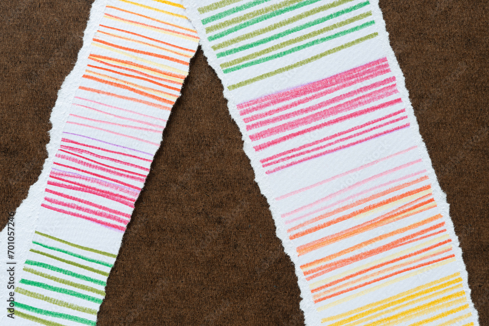 Poster paper with color pencil stripes on board