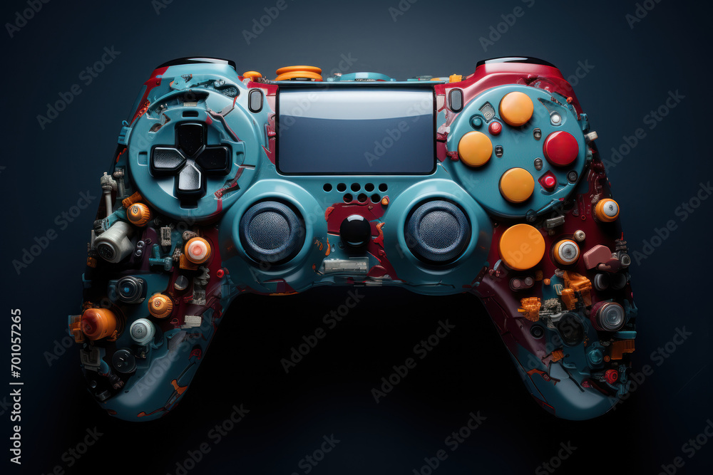 Poster a concept image of a game controller transforming into various shapes, symbolizing the adaptability 