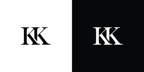Abstract Initial letters K or KK linked monogram logo vector in black and white color
