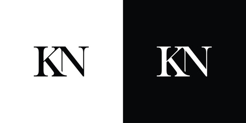 Abstract KN or NK Letters Logo Monogram in black and white color