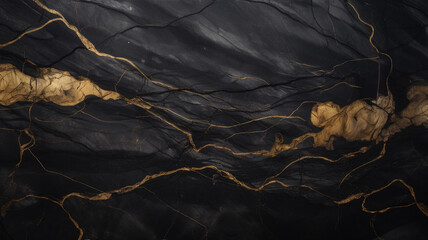 Black and gold marble texture, dark with golden veins, background, photo texture of stone, nature, precious material, yellow cracks pattern, marble background