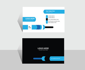 Fototapeta premium Blue, White and Black color Corporate business card layout template