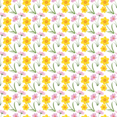 Rolgordijnen Free vector seamless pattern, background with hand drawn cute insects, flowers, leaves © salma
