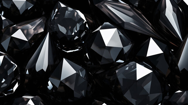 Hematite stone, black obsidian stone, precious and shiny jewels, dark, a lot of dark stone background, shiny black diamond, - Powered by Adobe