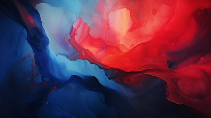 a bold red and deep blue hues blend together in a whirlwind of colors, creating an energetic and calming background that exudes passion and relaxation. - obrazy, fototapety, plakaty