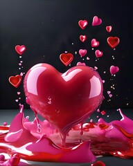 Dzień zakochanych, kocham Cię, różowy wzór serca - obrazy, fototapety, plakaty