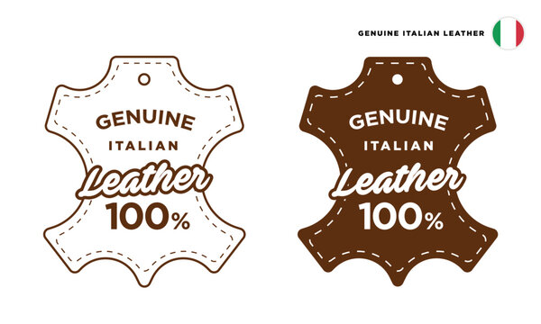 100% geniune italian leather logo or symbol for products