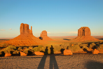 Monument Valley Sunset with shadow fiugures
