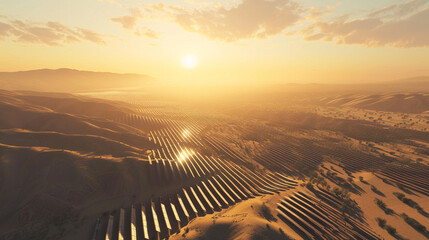 Desert transformed into vast solar farm, AI Generated