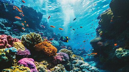 Fototapeta na wymiar Underwater view of vibrant aquatic ecosystem, AI Generated