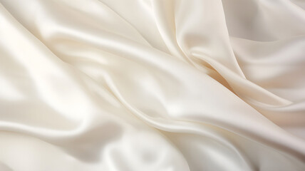 white silk, silver silky fabric, satin cloth, pearl and nacre color, close-up picture of a piece of...