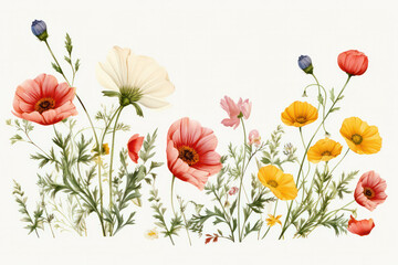 Nature field summer garden flower background watercolor floral blossom bloom spring
