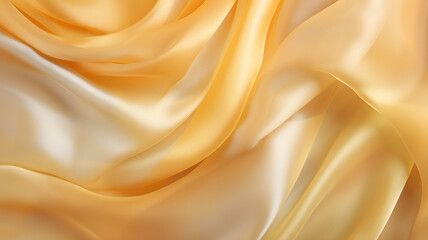 Golden silk, yellow and gold silky fabric, satin cloth, close-up picture of a piece of cloth, waves of fabric, fashion, luxury fabric, background texture, fabric texture, - obrazy, fototapety, plakaty