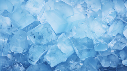 Ice blocks for cold beverage, background and pattern of ice cubes, ice cold and snow, Ice concept for drinks, melting ice cubes in a puddle of water