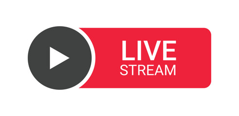 live streaming with a play icon button isolated on a white background  - obrazy, fototapety, plakaty