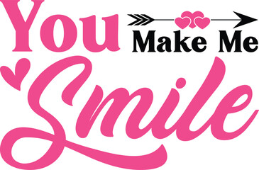 You make me smile T-Shirt, Heart T-Shirt, Groovy Valentine Shirt, kids Valentine, February 14, Love Shirt, Be mine, My first valentine's day, Cut File For Cricut And Silhouette
