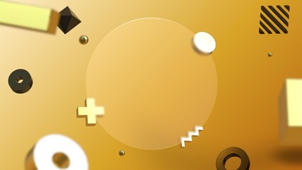 Fototapeta premium Luxury golden glass morphism background,futuristic 3d isomatric back drop, 4K quality background