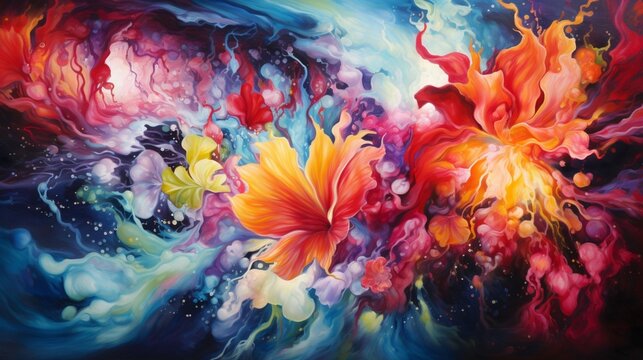 A harmonious collision of colors forming a visually stunning background, inviting the viewer into a world of vivid and captivating beauty.