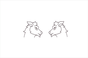 Vector animal,line art drawing or  dog line art , illustration